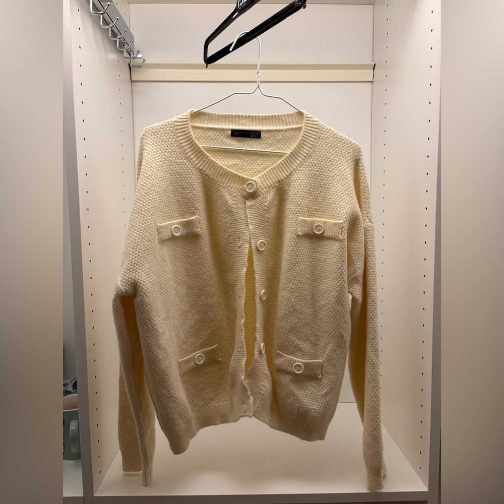 Cream Button-Up Women's Sweater